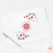 さくらんぼ花長寿シンボル中国の誕生日 スクエアシール (封筒)
