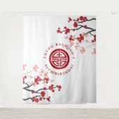 さくらんぼ花長寿シンボル中国の誕生日 タペストリー (正面)