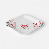 さくらんぼ花長寿シンボル中国の誕生日 ペーパープレート (傾斜あり)