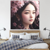 さくらんぼ花飾り少女 キャンバスプリント (インサイチュ (寝室))
