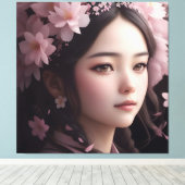 さくらんぼ花飾り少女 キャンバスプリント (インサイチュ (ウッドフロア))