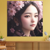 さくらんぼ花飾り少女 キャンバスプリント (インサイチュ (リビング))