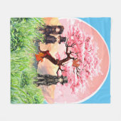 さくらんぼ花飾り フリースブランケット (正面(横))