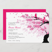 さくらんぼ花鳥付き誕生日招待状 招待状 (正面/裏面)