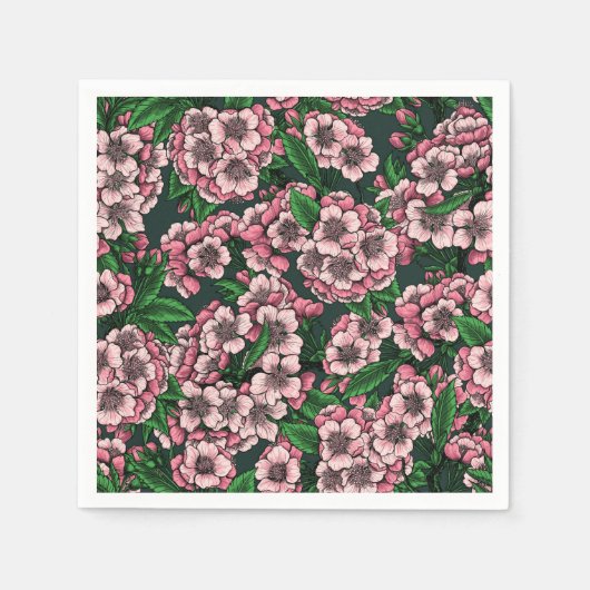 さくらんぼ花2 スタンダードカクテルナプキン (正面)