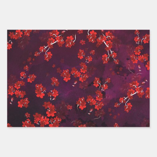 さくらんぼ花3 ラッピングペーパーシート (正面)