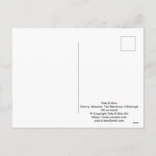 さくらんぼ花。ザメドウズエディンバラポラB.アレックス シーズンポストカード (裏面)