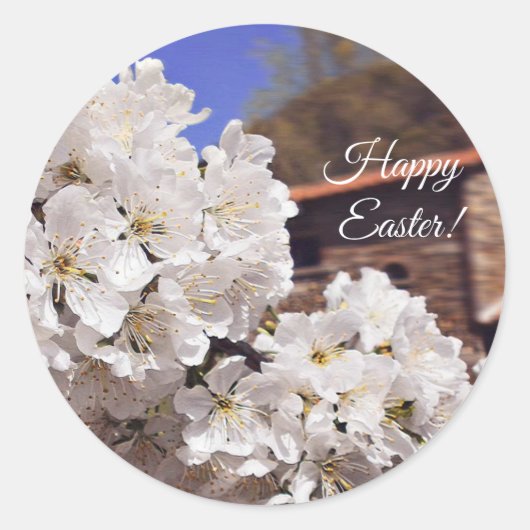 さくらんぼ花。ハッピーイースター。 ラウンドシール (正面)