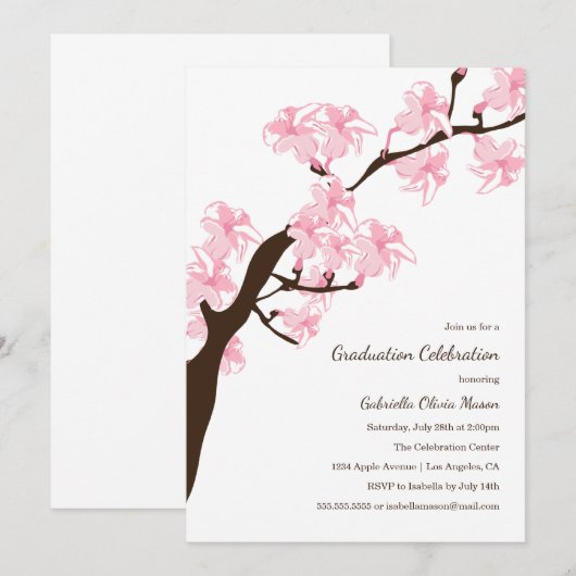 さくらんぼ花|パーティの招待状 招待状 (正面/裏面)