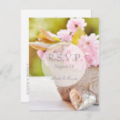 さくらんぼ花 – ピンクの花の結婚式RSVP インビテーションポストカード (正面/裏面)