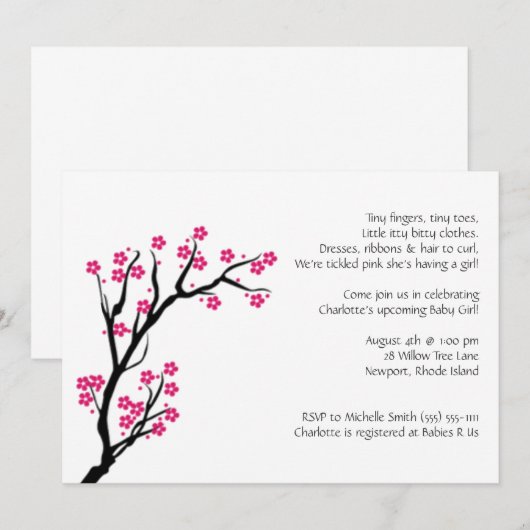 さくらんぼ花 招待状 (正面/裏面)