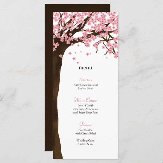 さくらんぼ花/桜水彩メニューカード メニュー (正面/裏面)