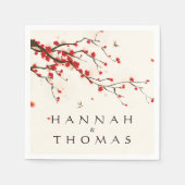 さくらんぼ花(桜)水彩フローラ結婚 スタンダードカクテルナプキン (正面)