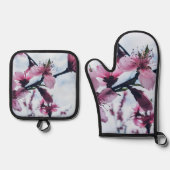 さくらんぼ花 鍋つかみ&鍋敷きセット (正面)