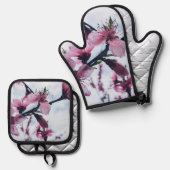 さくらんぼ花 鍋つかみ&鍋敷きセット (正面/裏面)