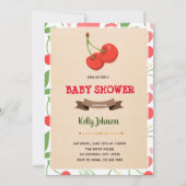 さくらんぼ誕生日シャワーの招待状 セーブザデート (正面)