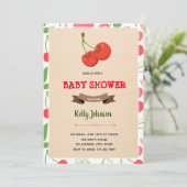 さくらんぼ誕生日シャワーの招待状 セーブザデート (スタンド正面)