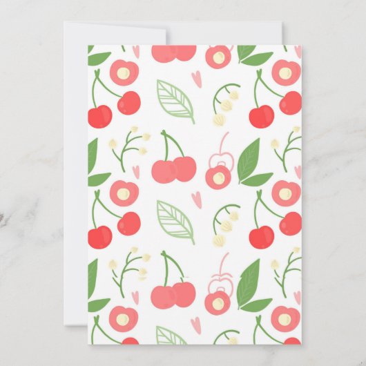 さくらんぼ誕生日シャワーの招待状 セーブザデート (裏面)