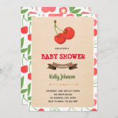 さくらんぼ誕生日シャワーの招待状 セーブザデート (正面/裏面)