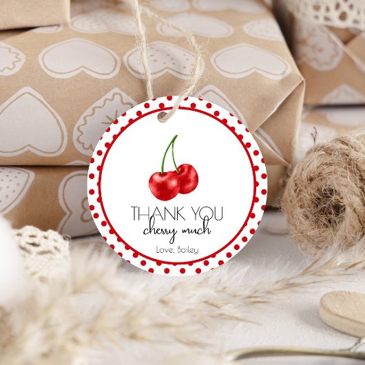 さくらんぼ誕生日パーティーサンキューゲストメッセージカード, ラウンドシール