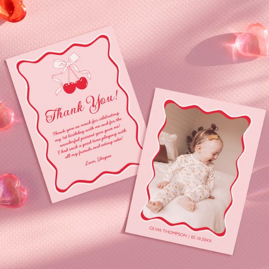 さくらんぼ誕生日パーティー サンキューカード