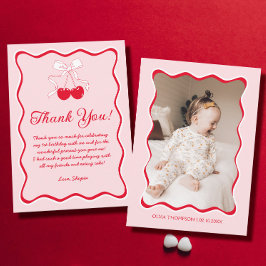 さくらんぼ誕生日パーティー サンキューカード