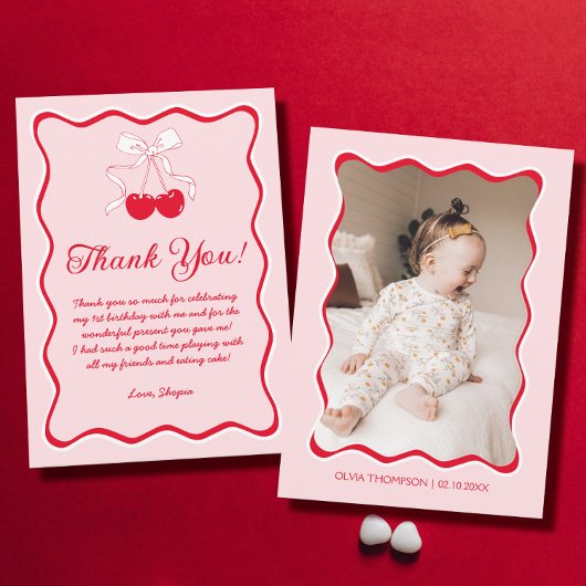 さくらんぼ誕生日パーティー サンキューカード