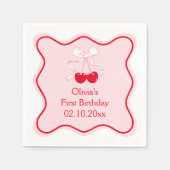 さくらんぼ誕生日パーティー スタンダードカクテルナプキン (正面)