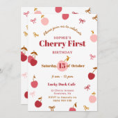 さくらんぼ誕生日招待状 招待状 (正面/裏面)