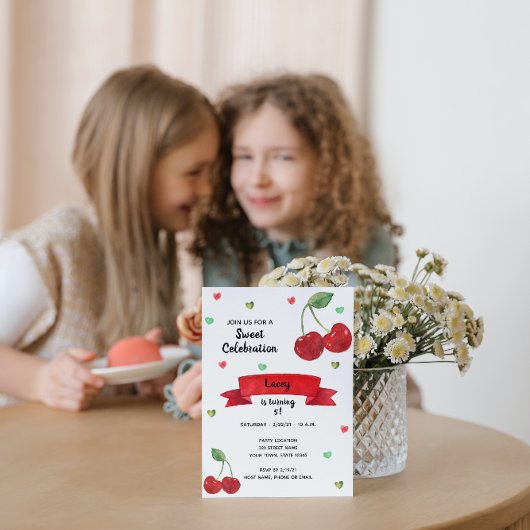 さくらんぼ誕生日招待状 招待状