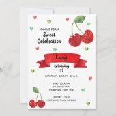 さくらんぼ誕生日招待状 招待状 (正面)