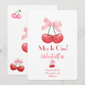 さくらんぼ誕生日 招待状 (正面/裏面)