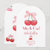 さくらんぼ誕生日 招待状 (正面/裏面)