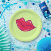 さくらんぼ赤い唇のペア ペーパープレート (パーティー)