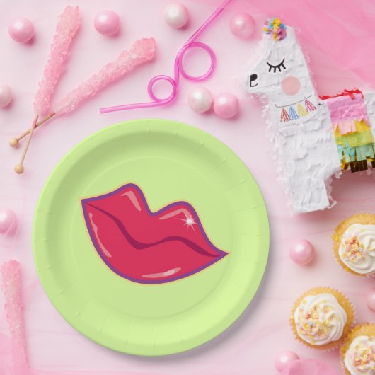 さくらんぼ赤い唇のペア ペーパープレート (パーティー)