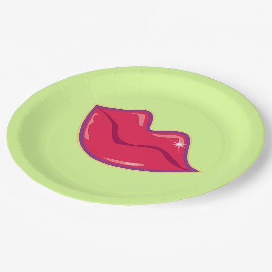 さくらんぼ赤い唇のペア ペーパープレート (アングル)