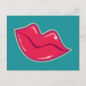 さくらんぼ赤い唇のペア ポストカード (正面)