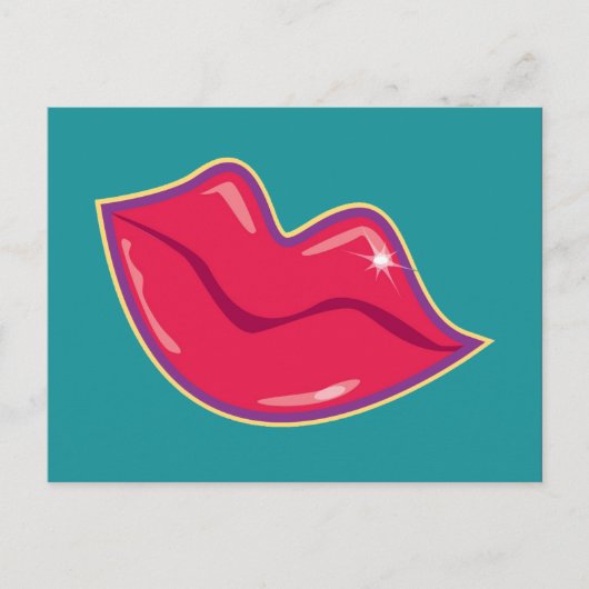 さくらんぼ赤い唇のペア ポストカード (正面)