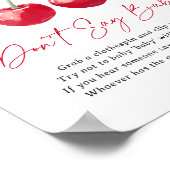 さくらんぼ赤ちゃんシャワーはベビー標識と言わない ポスター (角)