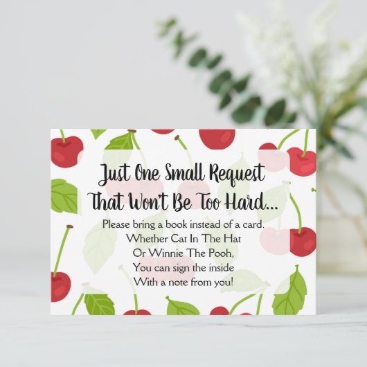 さくらんぼ赤ちゃんシャワー持ってブックカードさくらんぼ赤 招待状 (スタンド正面)