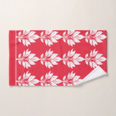 さくらんぼ赤と白エレガントリーフパターン バスタオルセット (ハンドタオル)