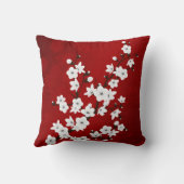 さくらんぼ赤と白ブロッサムフローラオリエンタル クッション (裏面)