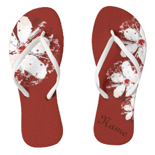 さくらんぼ赤と白花ガーリー桜 ビーチサンダル