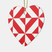さくらんぼ赤のジオメトリックデコキューブパターン セラミックオーナメント (左)