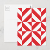 さくらんぼ赤のジオメトリックデコキューブパターン ポストカード (正面/裏面)