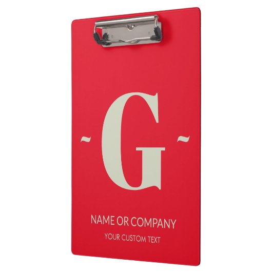 さくらんぼ赤エレガント白モノグラム:トレンディーテンプレート クリップボード (左)