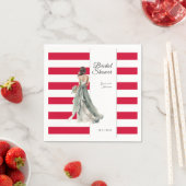 さくらんぼ赤ストライプ水彩ブライダルシャワー スタンダードカクテルナプキン (インサイチュ)