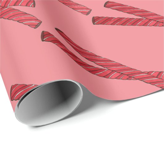 さくらんぼ赤甘草ウィップ甘草ツイストキャンディ ラッピングペーパー (ロールコーナー)