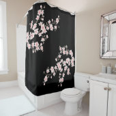 さくらんぼ赤面ピンクブラック シャワーカーテン (インサイチュ)