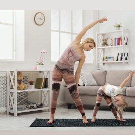 さくらんぼ赤、ピンクの大理石 レギンス